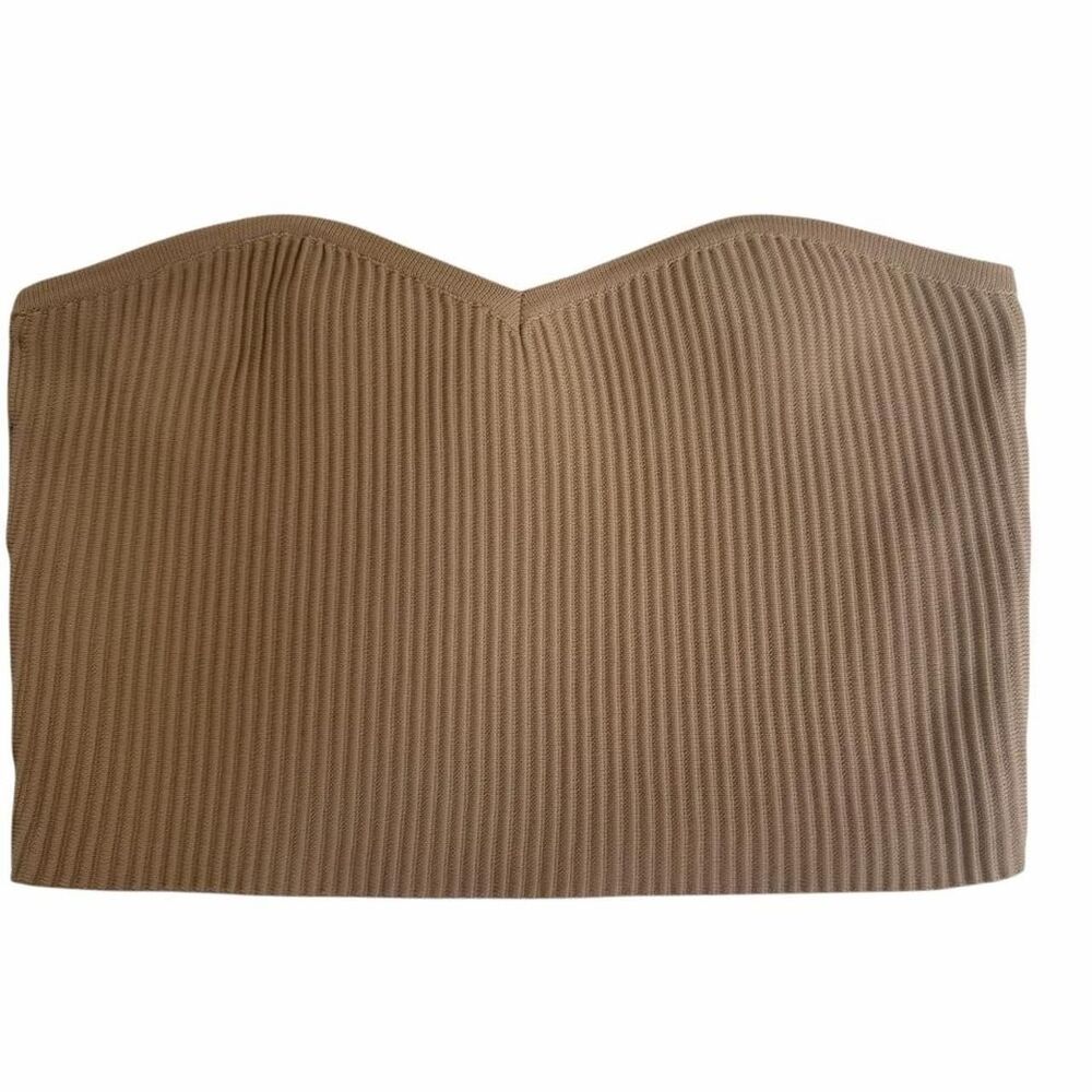 Lelis tan ribbed tube crop top